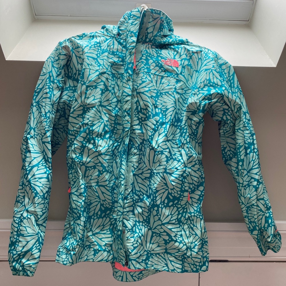North face butterfly print rain coat
